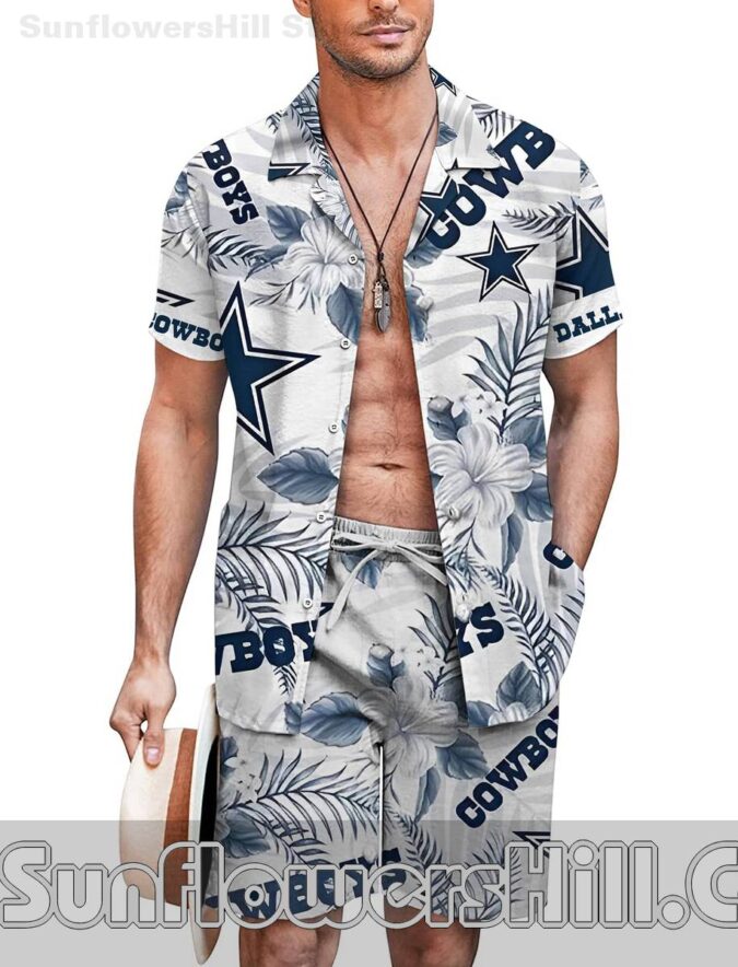 Dallas Cowboys Hibiscus White Hawaiian Shirt for Beach Day Fans