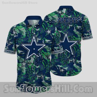 Dallas Cowboys Jungle Leaf Button Up Shirt for Game Day Tailgates