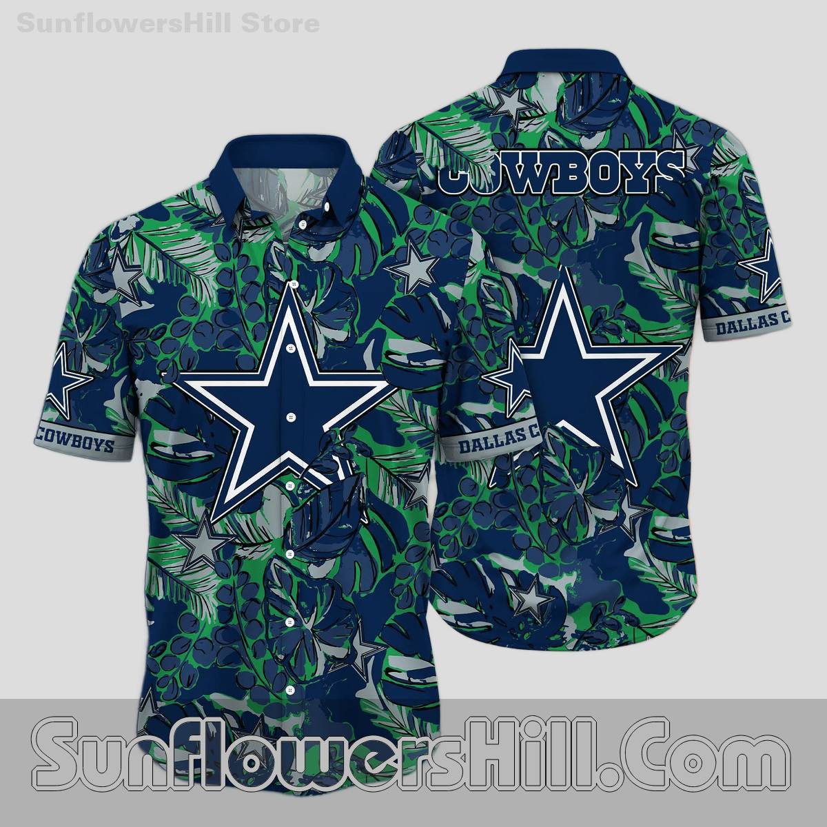 Dallas Cowboys Jungle Leaf Button Up Shirt for Game Day Tailgates