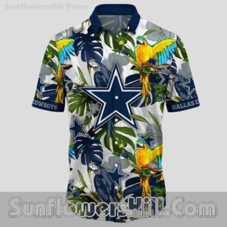 Dallas Cowboys Macaw Bird Aloha Shirt for Backyard BBQ and Tailgates