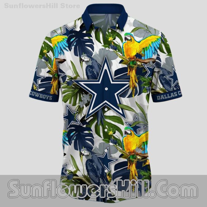 Dallas Cowboys Macaw Bird Aloha Shirt for Backyard BBQ and Tailgates