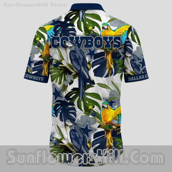 Dallas Cowboys Macaw Bird Aloha Shirt for Backyard BBQ and Tailgates