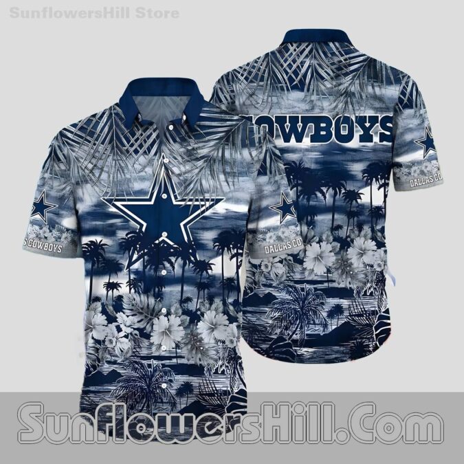 Dallas Cowboys Monochrome Palm Button Up Shirt for Dedicated Fans