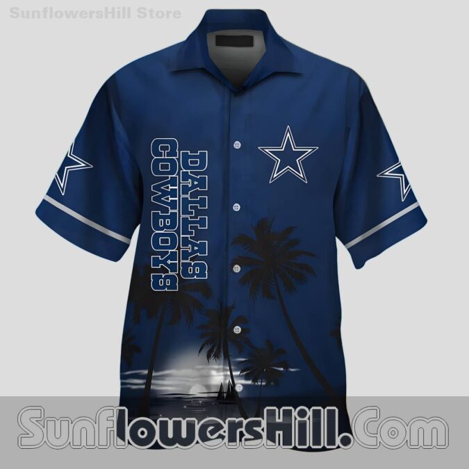 Dallas Cowboys Moonlight Palm Tree Button Up Shirt for Summer Fans