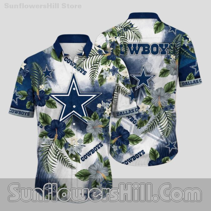 Dallas Cowboys Navy Hibiscus Hawaiian Shirt for Game Day Fans
