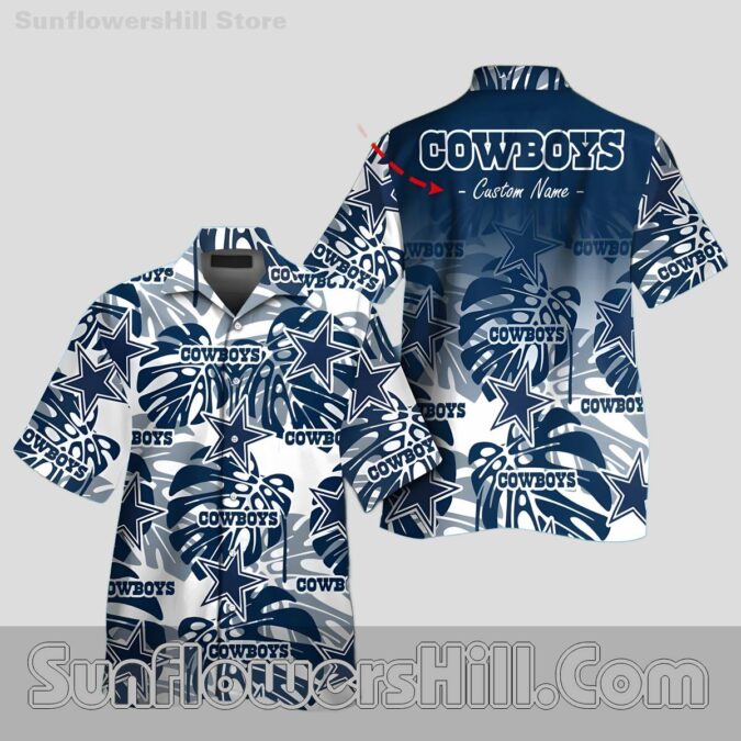 Dallas Cowboys Navy Monstera Button Up Shirt for Fans and Beach Parties