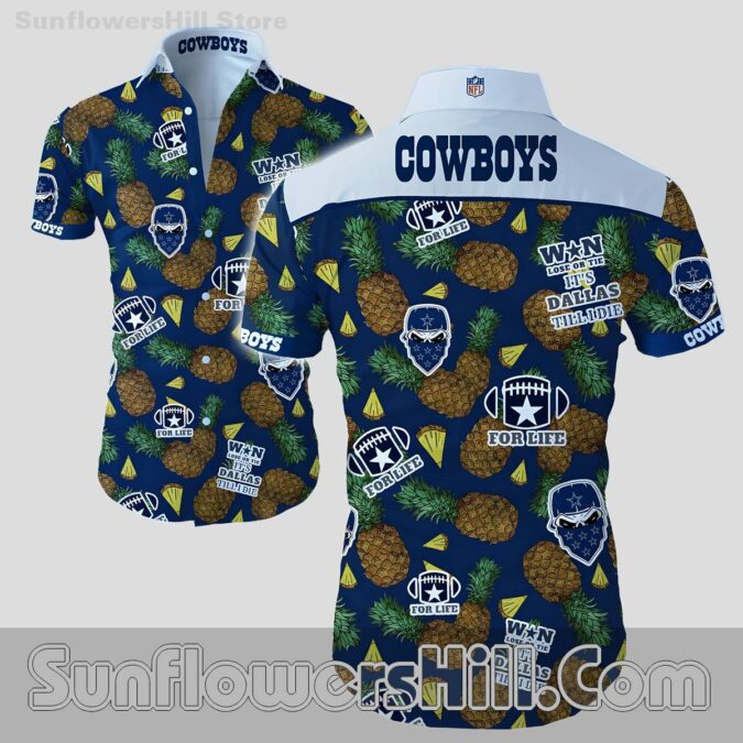 Dallas Cowboys Navy Pineapple Short Sleeve Shirt for Football Vacations