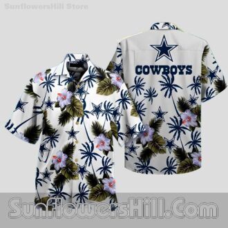 Dallas Cowboys Palm Flower Hawaiian Shirt - Family Matching Set, For Beach Trips & Birthday Surprises