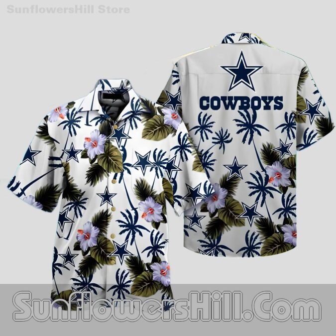 Dallas Cowboys Palm Flower Hawaiian Shirt - Family Matching Set, For Beach Trips & Birthday Surprises
