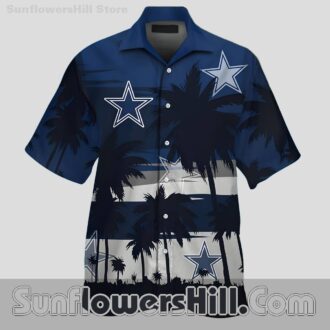 Dallas Cowboys Palm Leaf Button Up Shirt - Relaxed Fit, Big & Tall Sizes, Family Vacation Essential