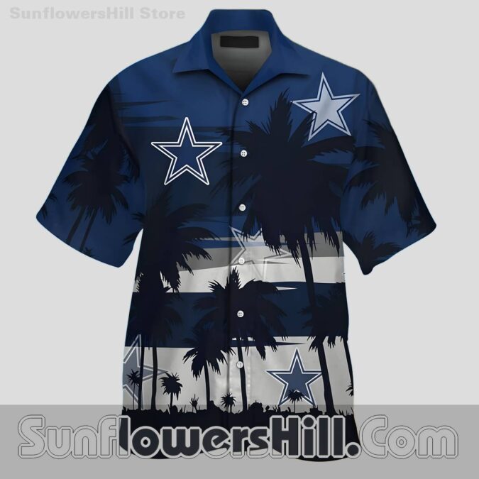 Dallas Cowboys Palm Leaf Button Up Shirt - Relaxed Fit, Big & Tall Sizes, Family Vacation Essential