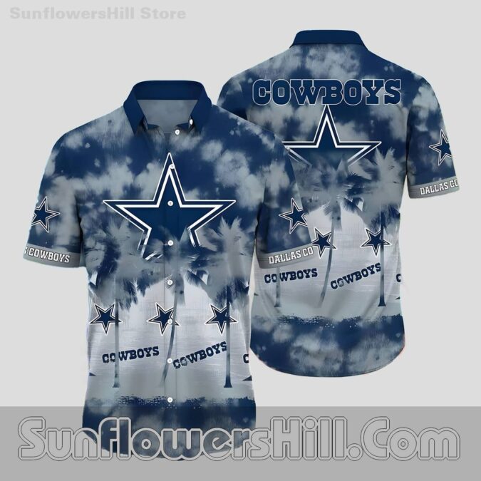 Dallas Cowboys Palm Tree Aloha Shirt for Men - Lightweight, Breathable, Ideal for California Game Days