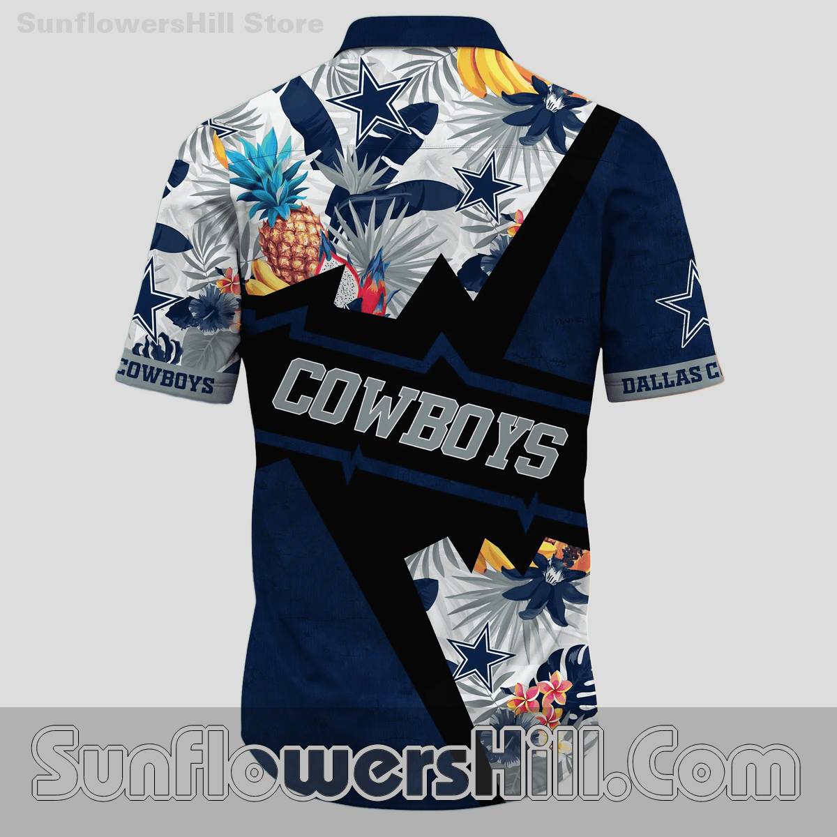 Dallas Cowboys Pineapple Aloha Button Up Shirt for Beach Parties