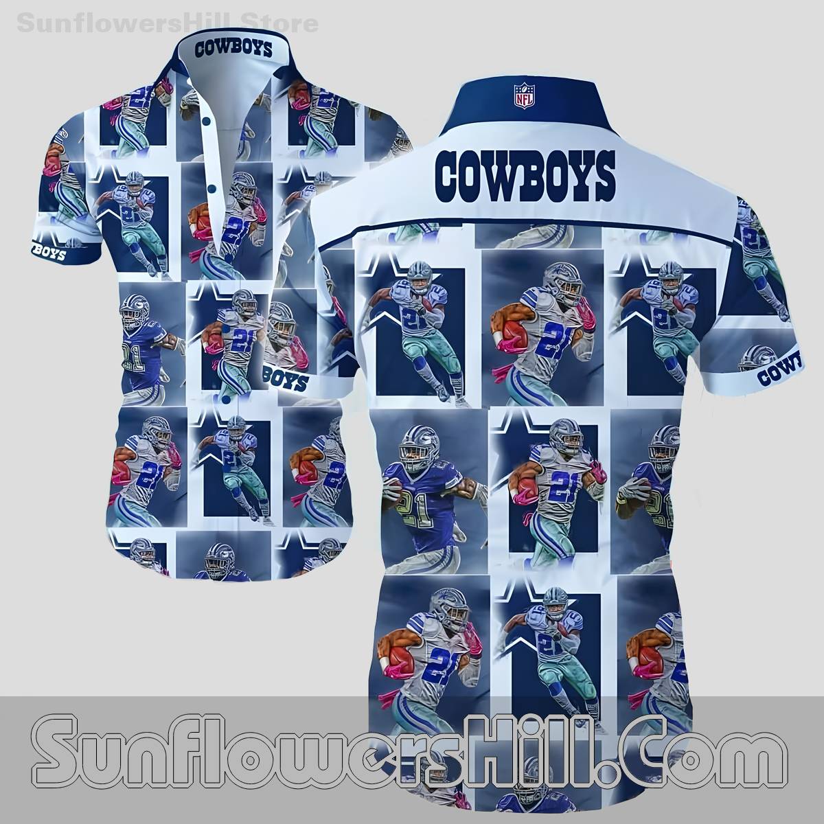 Dallas Cowboys Player Collage Hawaiian Shirt for Football Superfans