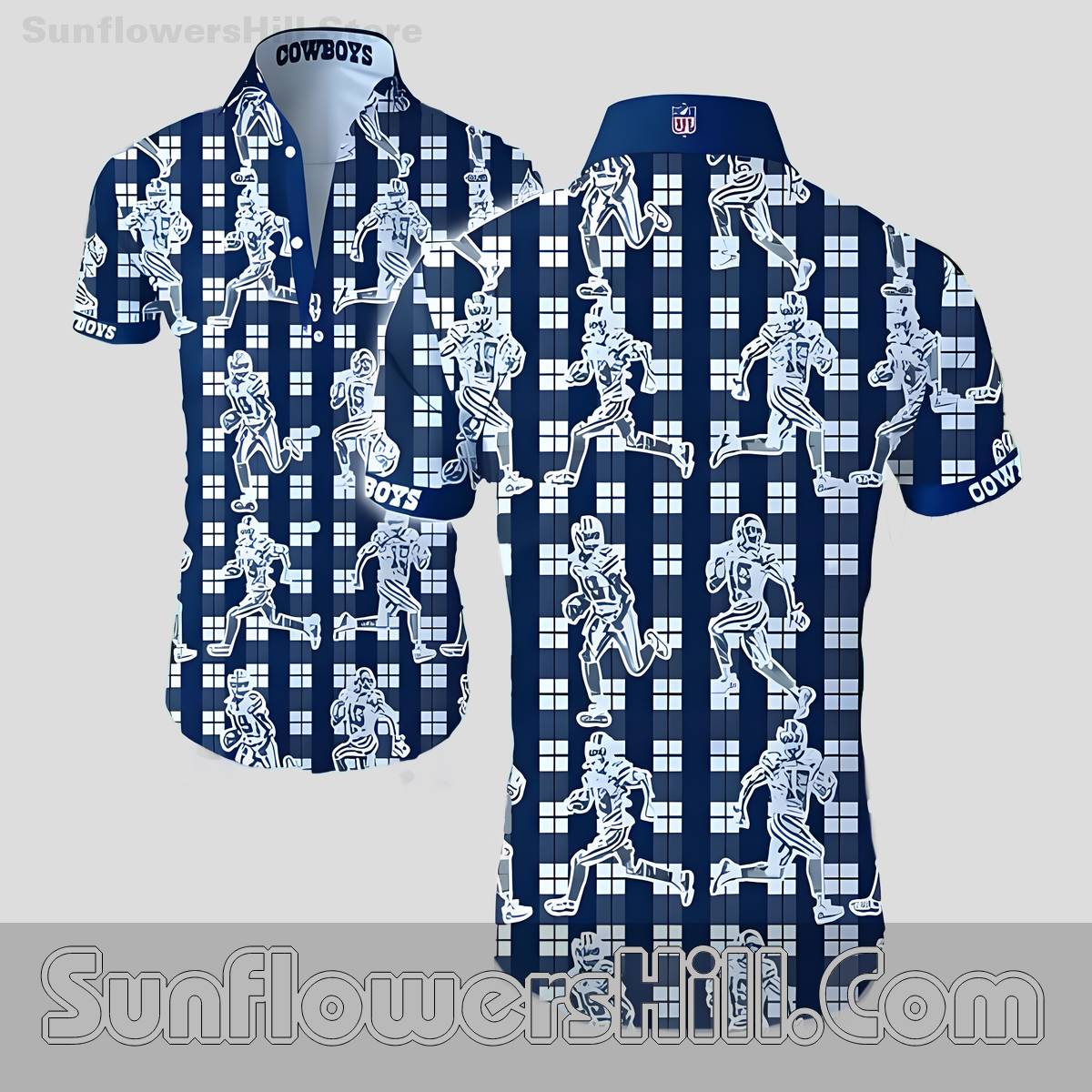 Dallas Cowboys Player Print Button Up Shirt for Game Day Tailgates