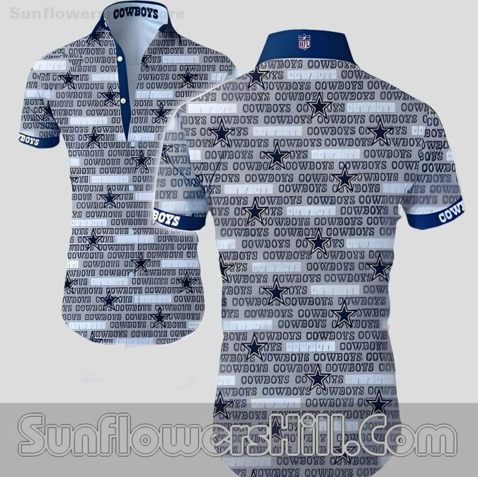 Dallas Cowboys Repeating Star Button Up Shirt for Summer Parties