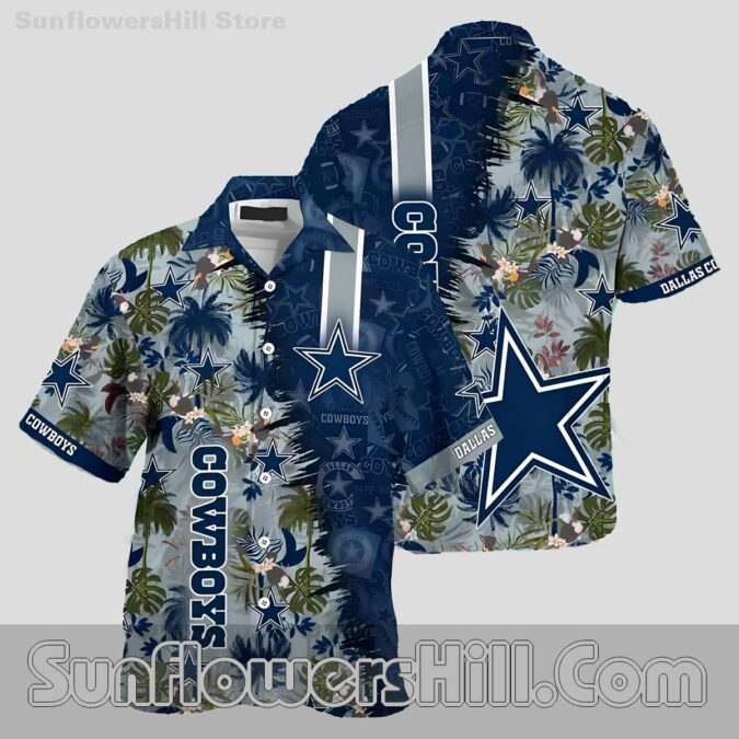 Dallas Cowboys Short Sleeve Casual Shirt with Floral and Star Motif for Summer