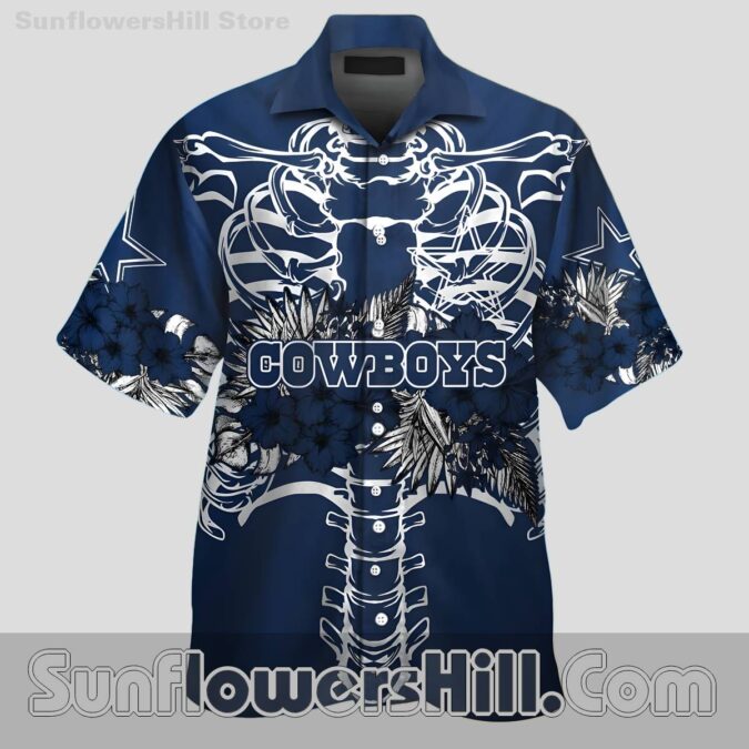 Dallas Cowboys Skeleton Floral Hawaiian Shirt for Game Day Fans