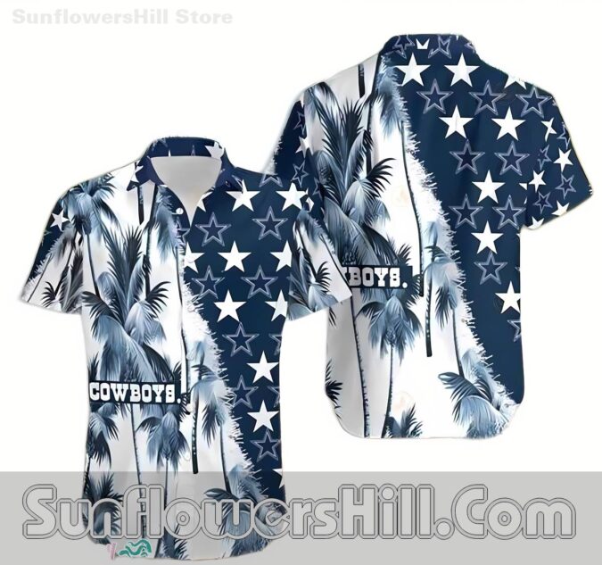 Dallas Cowboys Star and Palm Leaf Hawaiian Shirt for Game Day