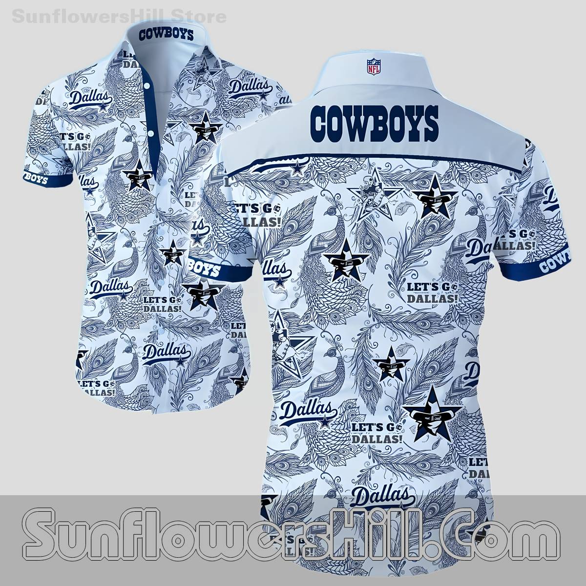 Dallas Cowboys Star and Peacock Print Casual Shirt for Beach Trips