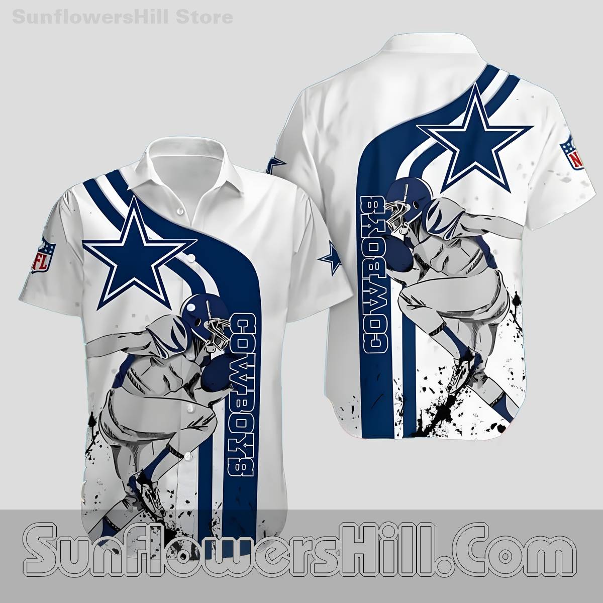 Dallas Cowboys Star Motion Graphic Button Up Shirt for Football Lovers