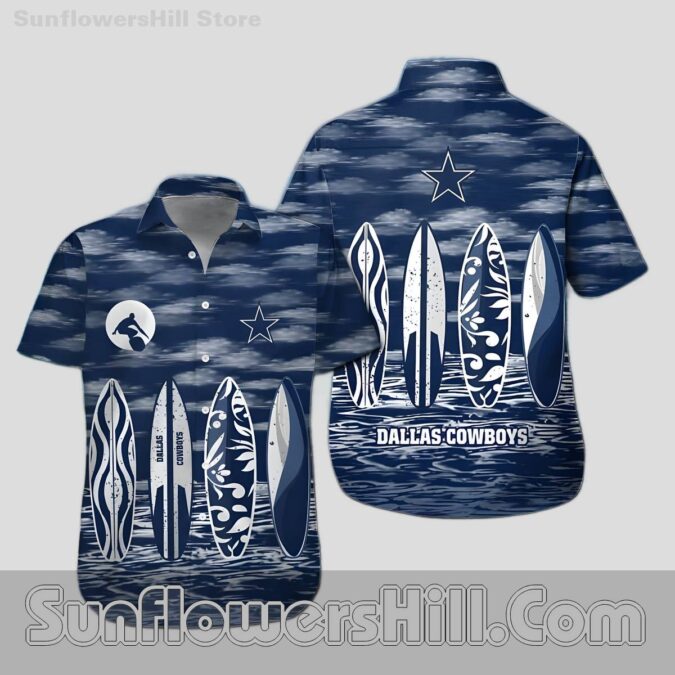 Dallas Cowboys Surfboard Print Hawaiian Shirt for Beach Trips