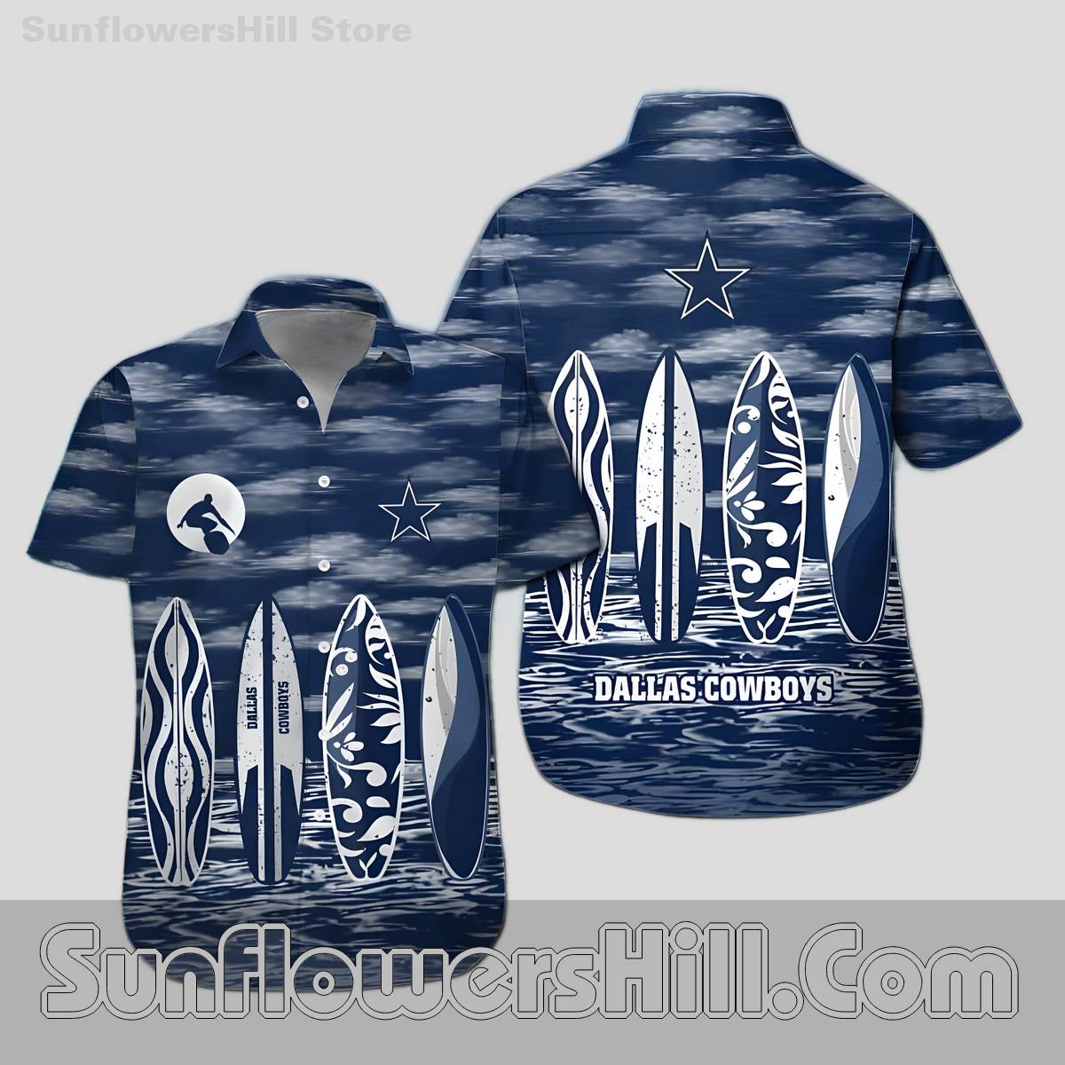 Dallas Cowboys Surfboard Print Hawaiian Shirt for Beach Trips