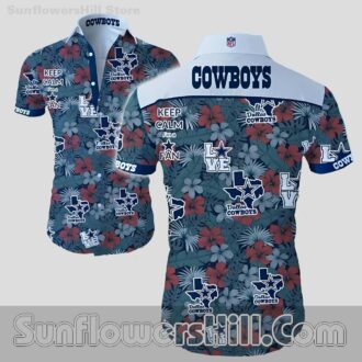 Dallas Cowboys Texas Map Print Button Up Shirt for BBQ Parties