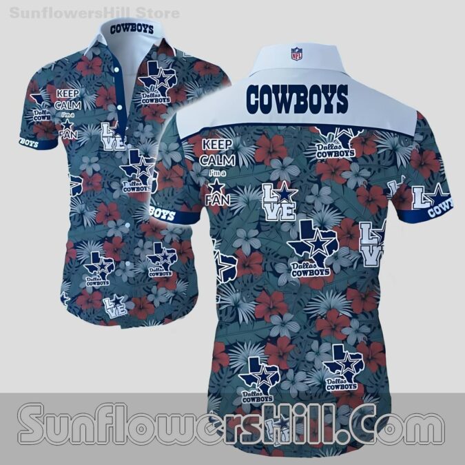 Dallas Cowboys Texas Map Print Button Up Shirt for BBQ Parties