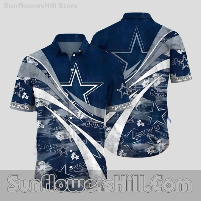 Dallas Cowboys Tropical Flower Button Up Shirt for Summer Game Day