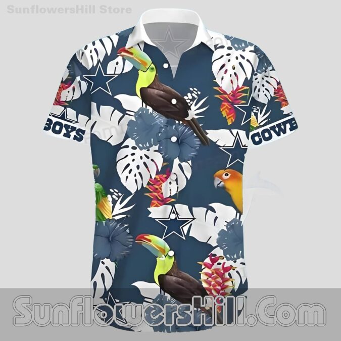 Dallas Cowboys Tropical Hawaiian Shirt with Parrots for Beach Trips
