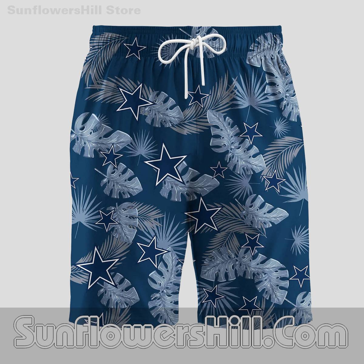 Dallas Cowboys Tropical Leaf Shirt and Shorts Set for Beach Getaways