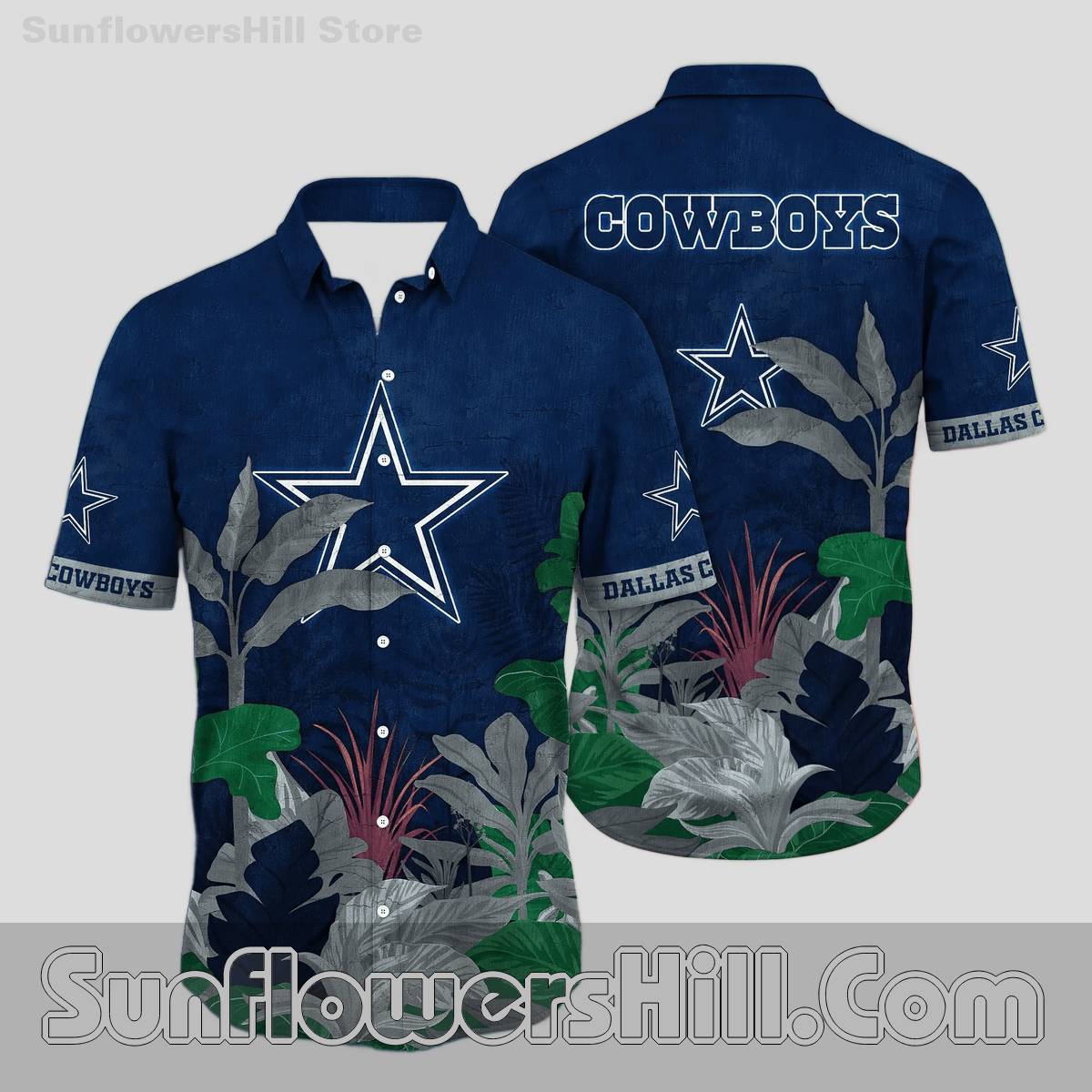 Dallas Cowboys Tropical Plant Aloha Shirt for Game Day Fans