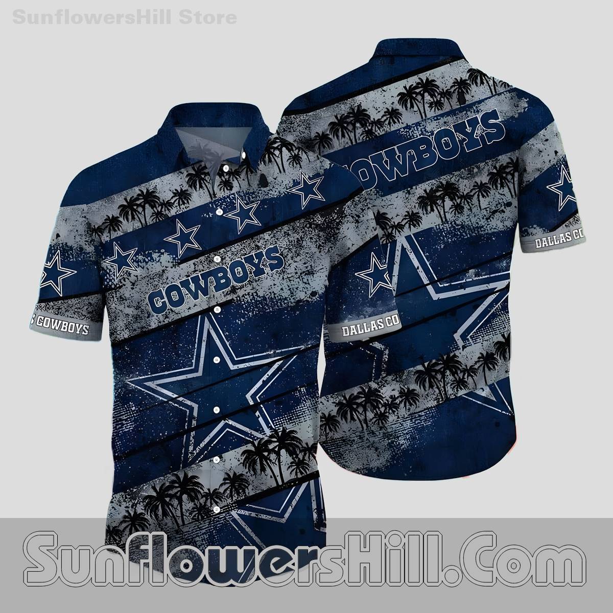 Dallas Cowboys Tropical Silhouette Casual Shirt for Summer BBQs