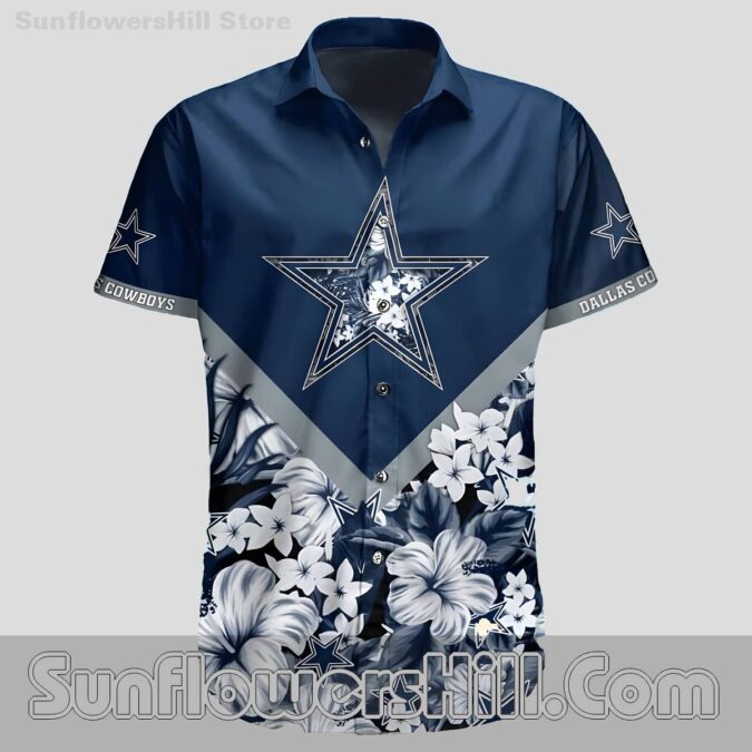 Dallas Cowboys Two Tone Star Flower Button Up Shirt for Beach Getaways