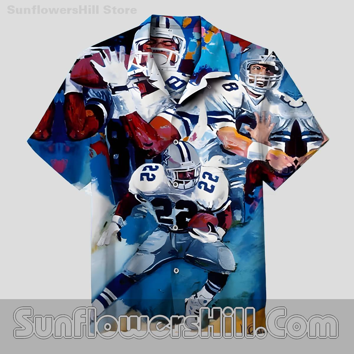 Dallas Cowboys Watercolor Football Stars Aloha Shirt for Birthday Gift