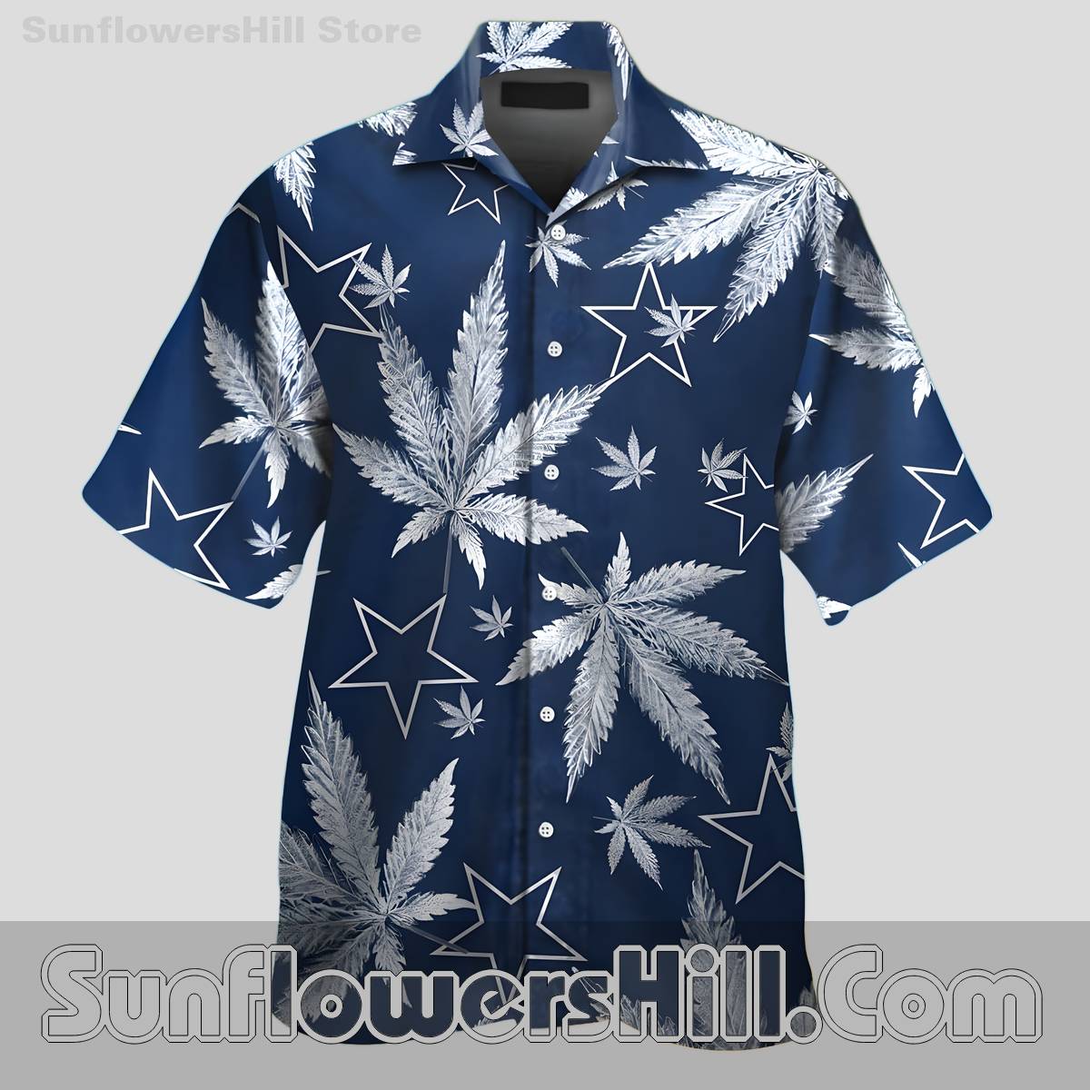 Dallas Cowboys White Leaf Pattern Casual Shirt for Game Day
