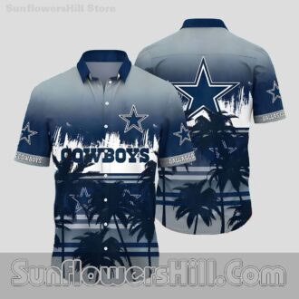 Limited Edition Dallas Cowboys Palm Tree Ombre Button Up Shirt - Perfect for Texas Game Day Fans