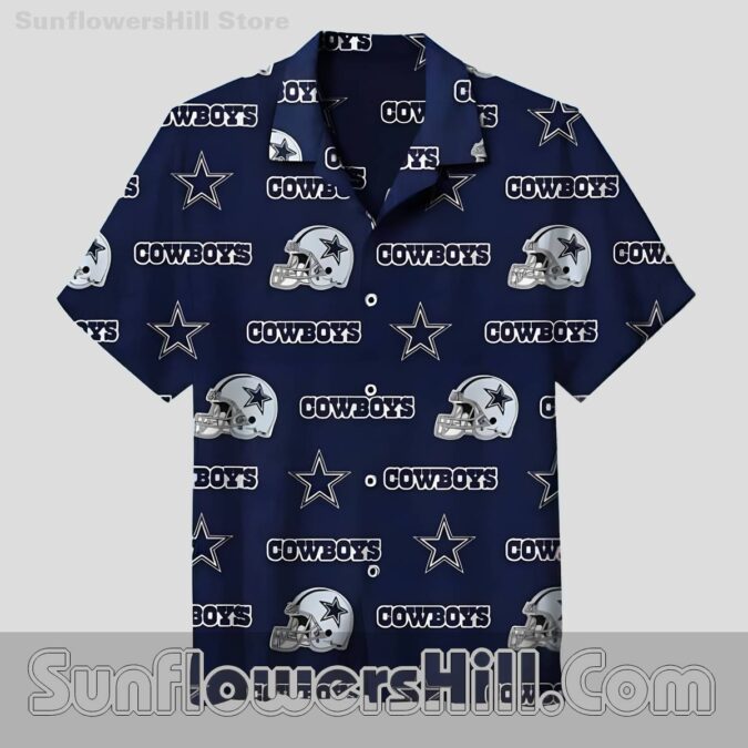 Men's Dallas Cowboys Helmet Pattern Hawaiian Shirt, Breathable Fabric for Summer Vacations