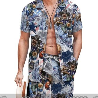Men's Dallas Cowboys Sports Themed Hawaiian Shirt Set for Summer Adventures
