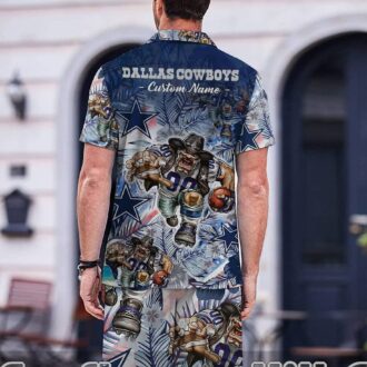 Men's Dallas Cowboys Sports Themed Hawaiian Shirt Set for Summer Adventures