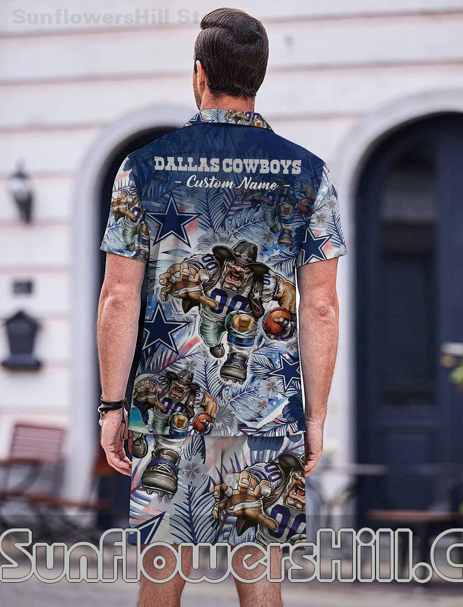 Men's Dallas Cowboys Sports Themed Hawaiian Shirt Set for Summer Adventures
