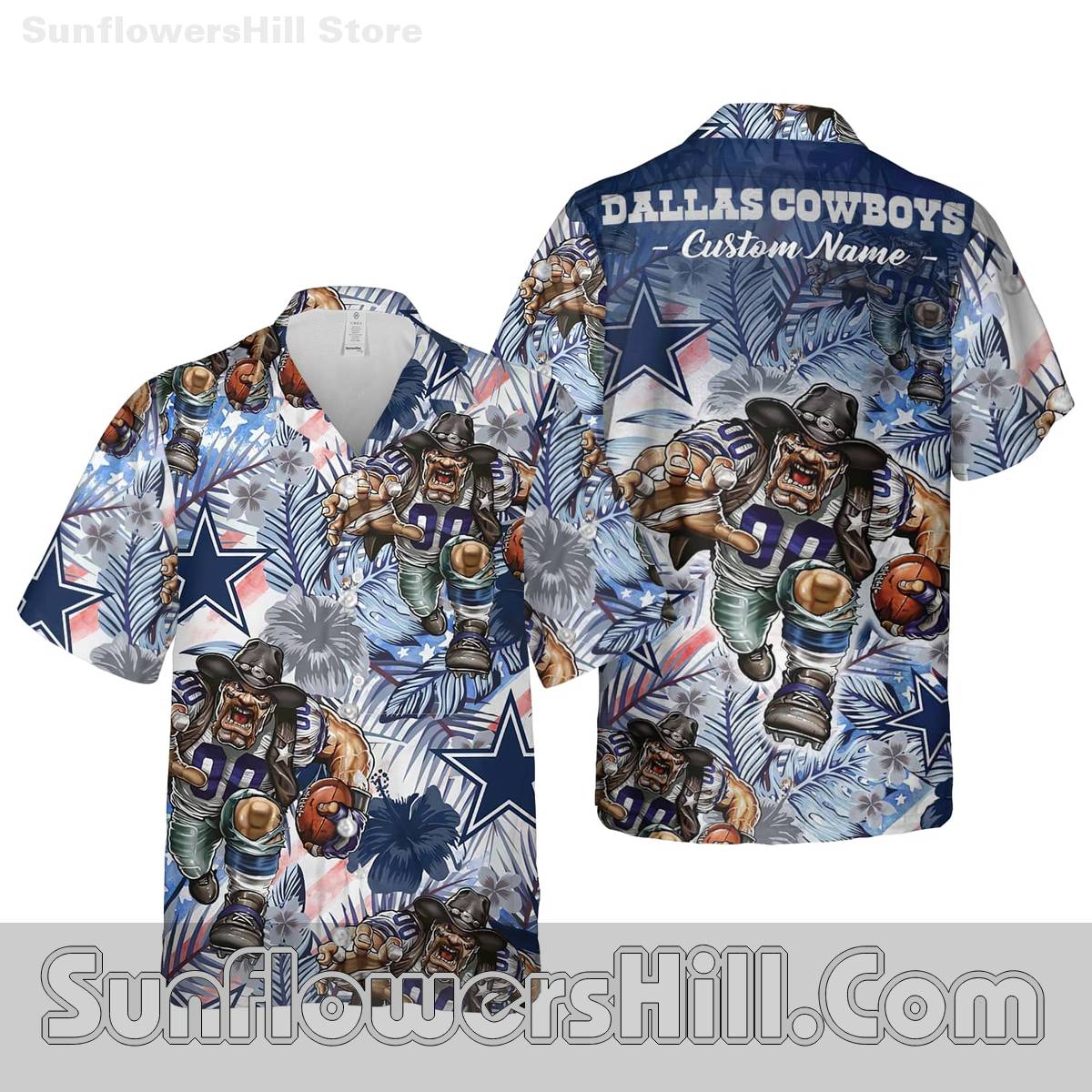 Men's Dallas Cowboys Sports Themed Hawaiian Shirt Set for Summer Adventures