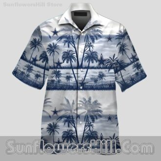 Personalized Dallas Cowboys Palm Tree Pattern Aloha Shirt - Add Your Name, Perfect for Summer Outings