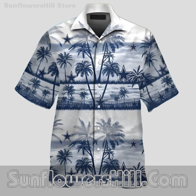 Personalized Dallas Cowboys Palm Tree Pattern Aloha Shirt - Add Your Name, Perfect for Summer Outings