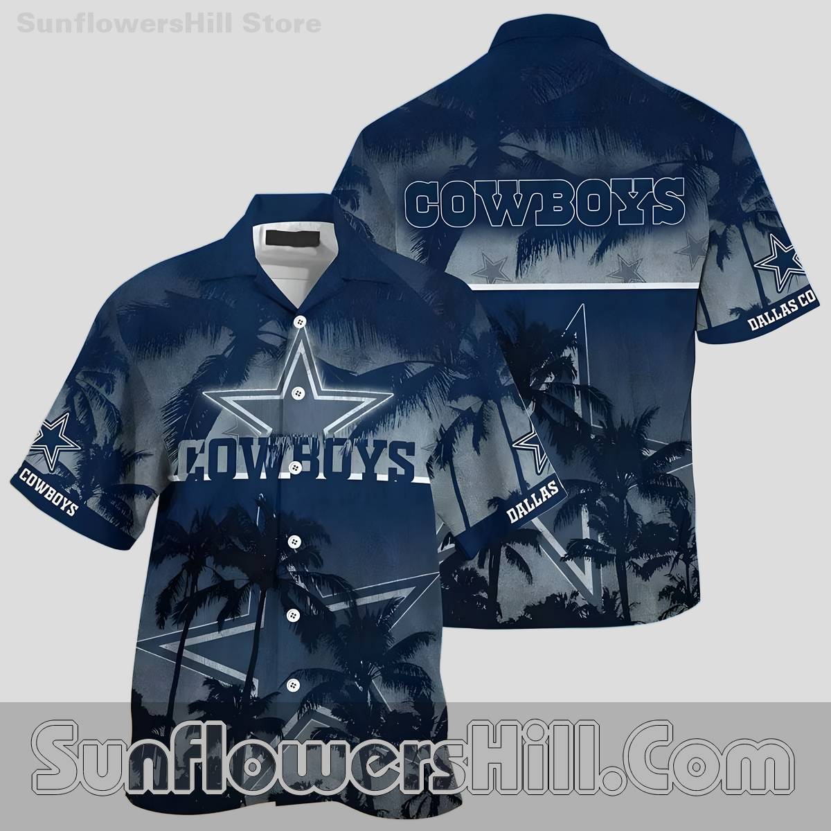 Trending Dallas Cowboys Palm Tree Button Up Shirt for Beach Trip Fans