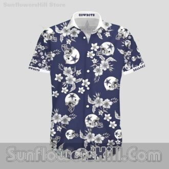 Women's Dallas Cowboys Floral Pattern Hawaiian Shirt for Relaxed Fit