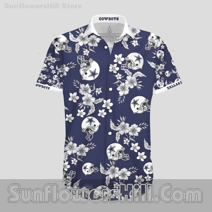 Women's Dallas Cowboys Floral Pattern Hawaiian Shirt for Relaxed Fit