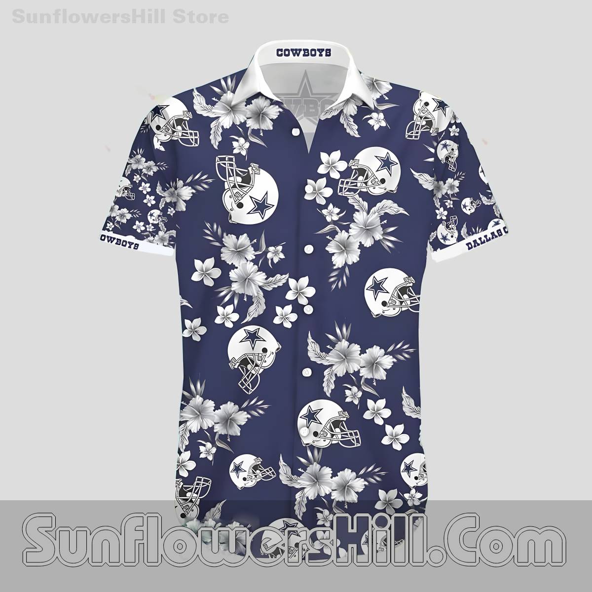 Women's Dallas Cowboys Floral Pattern Hawaiian Shirt for Relaxed Fit