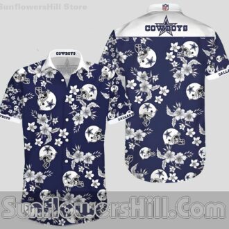 Women's Dallas Cowboys Floral Pattern Hawaiian Shirt for Relaxed Fit